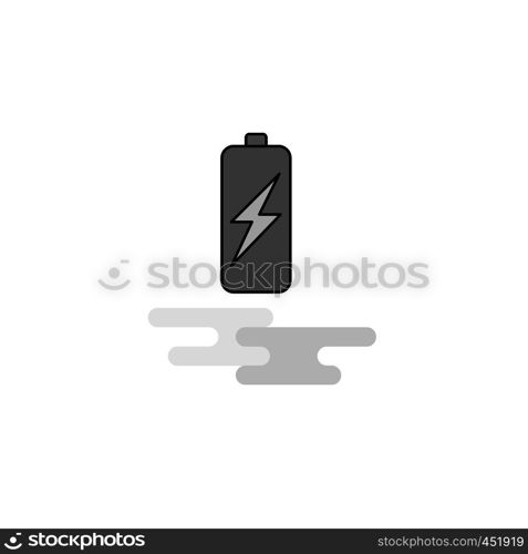 Battery charging Web Icon. Flat Line Filled Gray Icon Vector