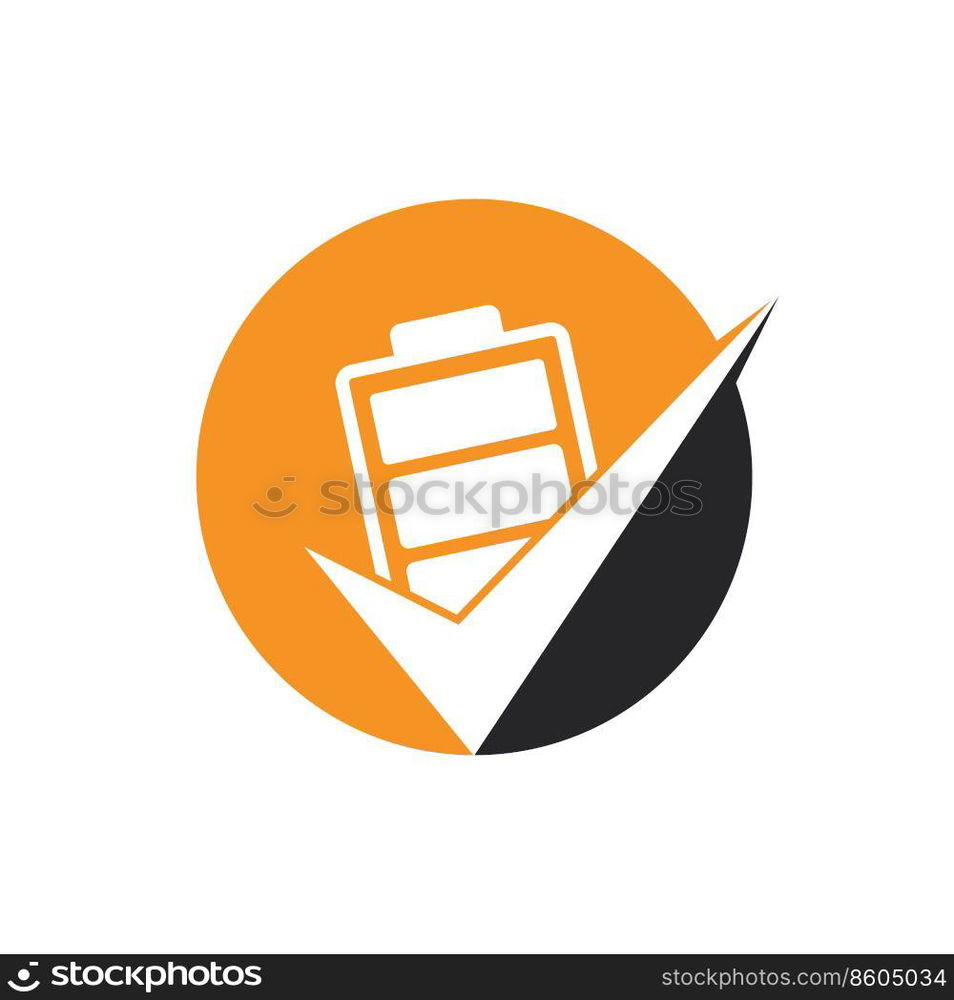 Battery check mark vector logo design template. Vector illustration of ...