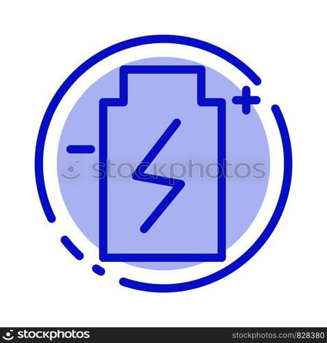 Battery, Eco, Ecology, Energy, Environment Blue Dotted Line Line Icon