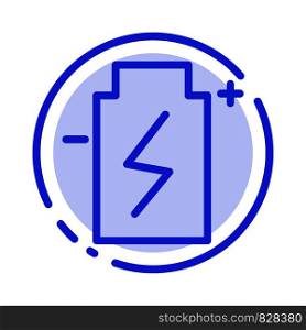 Battery, Eco, Ecology, Energy, Environment Blue Dotted Line Line Icon