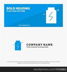 Battery, Eco, Ecology, Energy, Environment SOlid Icon Website Banner and Business Logo Template