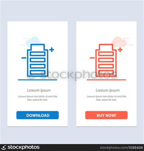 Battery, Ecology, Energy, Environment Blue and Red Download and Buy Now web Widget Card Template