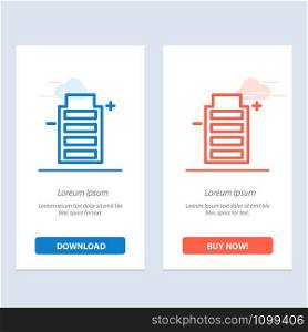 Battery, Ecology, Energy, Environment Blue and Red Download and Buy Now web Widget Card Template