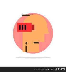 Battery, Exhaustion, Low, Mental, Mind Abstract Circle Background Flat color Icon