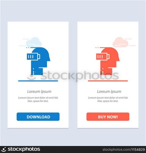 Battery, Exhaustion, Low, Mental, Mind Blue and Red Download and Buy Now web Widget Card Template