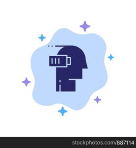 Battery, Exhaustion, Low, Mental, Mind Blue Icon on Abstract Cloud Background