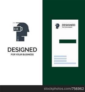 Battery, Exhaustion, Low, Mental, Mind Grey Logo Design and Business Card Template