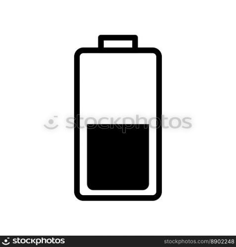 Battery half icon line isolated on white background. Black flat thin icon on modern outline style. Linear symbol and editable stroke. Simple and pixel perfect stroke vector illustration