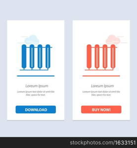 Battery, Heater, Hot, Radiator, Heating  Blue and Red Download and Buy Now web Widget Card Template