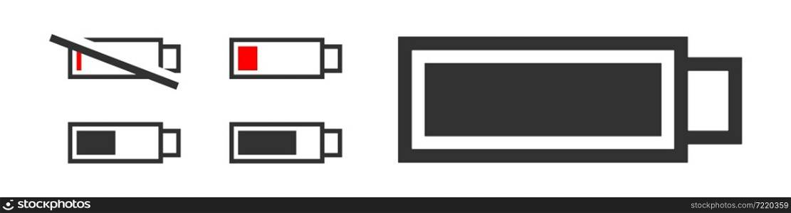 Battery icon. Energy symbol. Camera power sign in vector flat style.