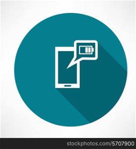 battery icon on the smartphone. Flat modern style vector illustration
