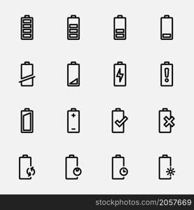 battery icons vector line style