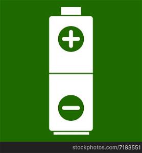 Battery in simple style isolated on white background vector illustration. Battery icon green