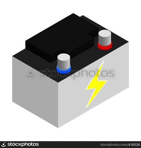 Battery isometric 3d icon on a white background. Battery isometric 3d icon