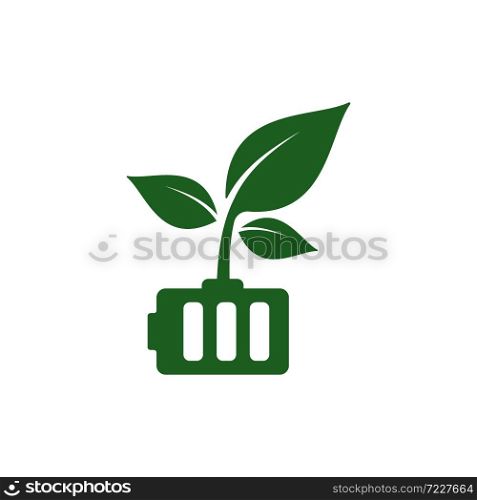 battery leaf eco nature icon vector illustration