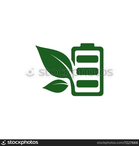 battery leaf eco nature icon vector illustration