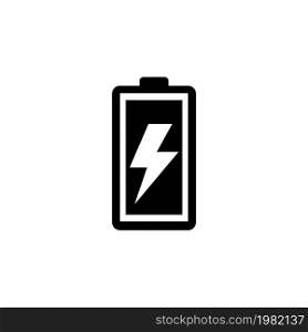 Battery Load. Flat Vector Icon. Simple black symbol on white background. Battery Load Flat Vector Icon