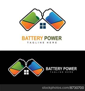 Battery Logo Design, Technology Charging Illustration, Company Brand Vector
