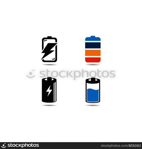 Battery logo vector icon illustration in flat design