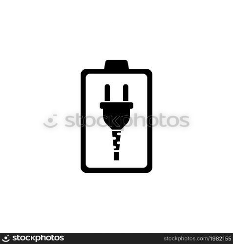 Battery Low. Flat Vector Icon. Simple black symbol on white background. Battery Low Flat Vector Icon