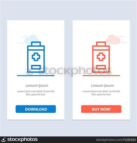 Battery, Minus, Plus Blue and Red Download and Buy Now web Widget Card Template