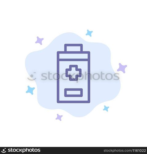 Battery, Minus, Plus Blue Icon on Abstract Cloud Background