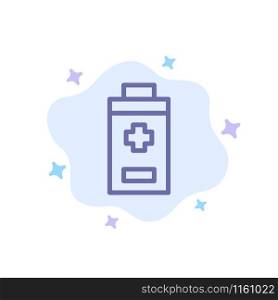 Battery, Minus, Plus Blue Icon on Abstract Cloud Background