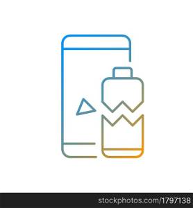 Battery not charging gradient linear vector icon. Charging slowly. Battery drains fast problem. Low power. Thin line color symbols. Modern style pictogram. Vector isolated outline drawing. Battery not charging gradient linear vector icon