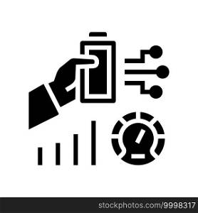 battery optimize glyph icon vector. battery optimize sign. isolated contour symbol black illustration. battery optimize glyph icon vector illustration