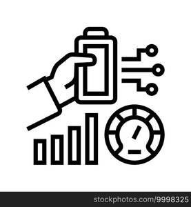 battery optimize line icon vector. battery optimize sign. isolated contour symbol black illustration. battery optimize line icon vector illustration