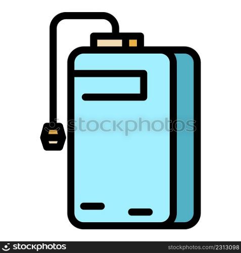 Battery power bank icon. Outline battery power bank vector icon color flat isolated. Battery power bank icon color outline vector