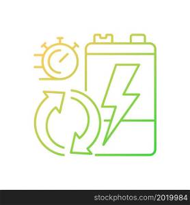 Battery recycling rates gradient linear vector icon. Electronic waste processing speed. Utilization statistic. Thin line color symbol. Modern style pictogram. Vector isolated outline drawing. Battery recycling rates gradient linear vector icon