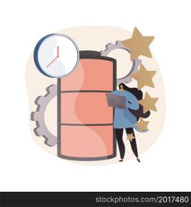 Battery runtime abstract concept vector illustration. Battery innovative solution, extend runtime, charging technology, long life, durability calculation, high energy capacity abstract metaphor.. Battery runtime abstract concept vector illustration.