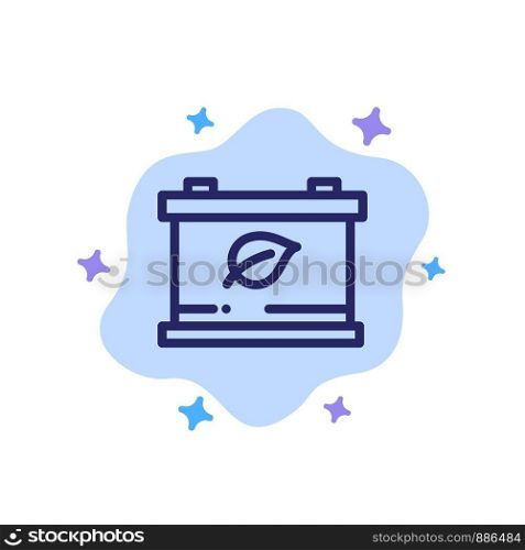 Battery, Save, Green Blue Icon on Abstract Cloud Background