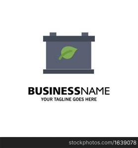 Battery, Save, Green Business Logo Template. Flat Color