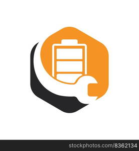 Battery service vector logo design template. Battery and wrench icon design.. 