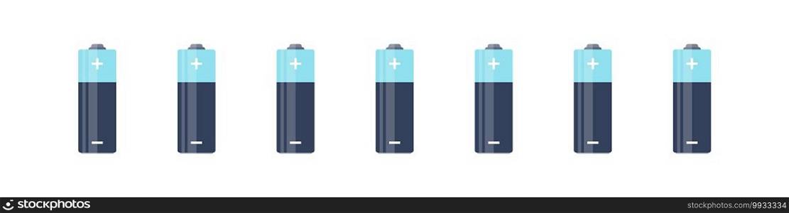 Battery set. Alkaline batteries. Batteries flat modern style. Vector illustration