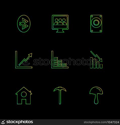 battery , shares ,chart , signals , connectivity , graph , bluetooth , speaker, mobile , icon, vector, design, flat, collection, style, creative, icons