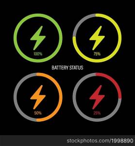 Battery status flat icon, vector illustration