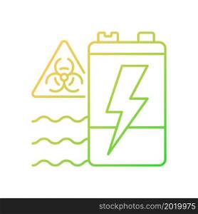 Battery water contamination threat gradient linear vector icon. Hazardous chemicals leak. Groundwater pollution. Thin line color symbol. Modern style pictogram. Vector isolated outline drawing. Battery water contamination threat gradient linear vector icon