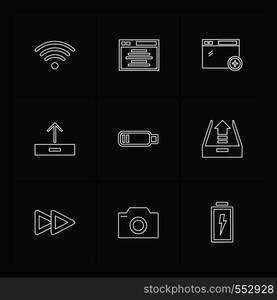 battery , wifi , network , infrared , signals , web , user interface , usb , battery cells , mobile , uploading , downloading , internet , icon, vector, design, flat, collection, style, creative, icons