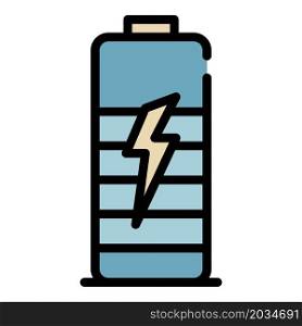Battery with lightning icon. Outline battery with lightning vector icon color flat isolated. Battery with lightning icon color outline vector