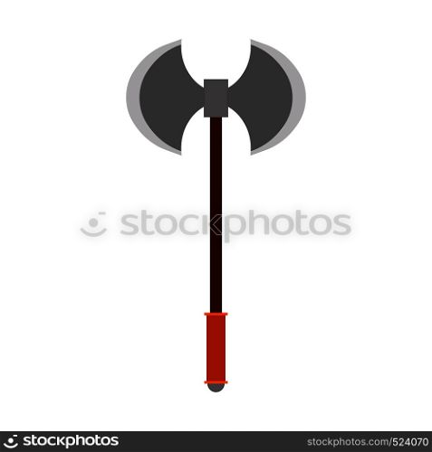 Battle axe vector icon weapon blade. Ancient isolated white viking warrior symbol. Barbarian fantasy game equipment