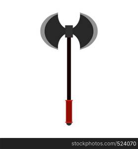 Battle axe vector icon weapon blade. Ancient isolated white viking warrior symbol. Barbarian fantasy game equipment