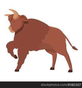 Battle buffalo icon cartoon vector. Animal bison. Mammal etching. Battle buffalo icon cartoon vector. Animal bison