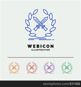 battle, emblem, game, label, swords 5 Color Line Web Icon Template isolated on white. Vector illustration. Vector EPS10 Abstract Template background