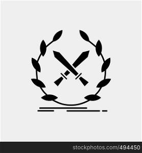 battle, emblem, game, label, swords Glyph Icon. Vector isolated illustration. Vector EPS10 Abstract Template background