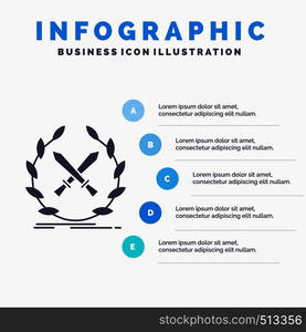 battle, emblem, game, label, swords Infographics Template for Website and Presentation. GLyph Gray icon with Blue infographic style vector illustration.. Vector EPS10 Abstract Template background