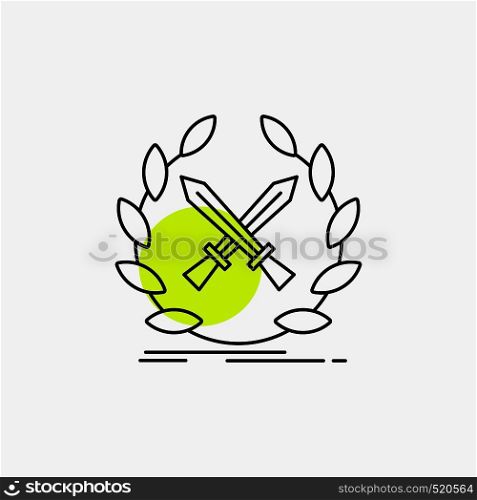 battle, emblem, game, label, swords Line Icon. Vector EPS10 Abstract Template background