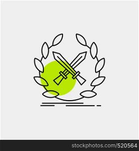 battle, emblem, game, label, swords Line Icon. Vector EPS10 Abstract Template background